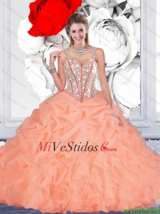 Elegante naranja vestido de bola correas Vestidos de quinceañera con rebordear