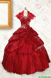 2015 hinchado Apliques Vino Rojo notables Vestidos de quinceañera