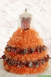 Hermosos vestidos de quinceañera con Volantes Naranja