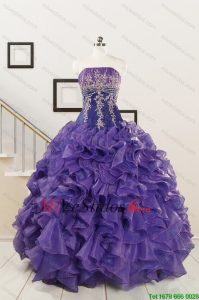 2015 Prefecto púrpura dulce 15 vestidos con bordados y Volantes