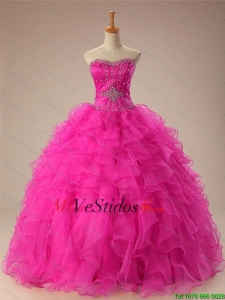 2015 bola del amor sexy vestido Sweet 16 vestidos en rosa fuerte