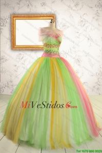 2015 elegantes dulces 16 vestidos en Multi-color con rebordear