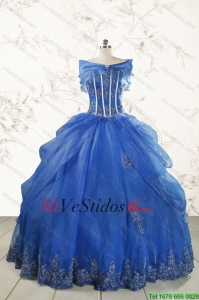 2015 del azul real Vestidos de quinceañera con apliques