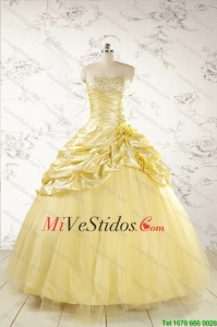 Amarillo Vestido de bola vestido de quinceañera para 2015