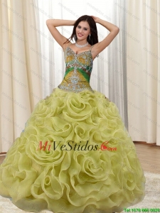 Correas clásicas Apliques y balanceo Flores Multi color Vestidos de quinceañera para 2015