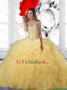 De moda del vestido de bola amarillas Vestidos de quinceañera con rebordear