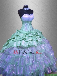Capas rizadas elegante dulce 16 Vestidos con rebordear