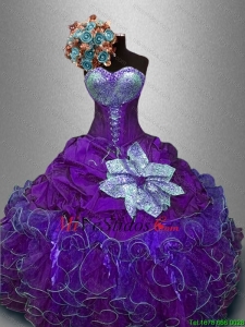 Nuevas adquisiciones lentejuelas púrpura del dulce 16 Vestidos con Volantes