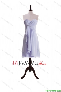 Nuevo estilo Lavanda 2015 Short Dama Vestidos con fruncido y Volantes