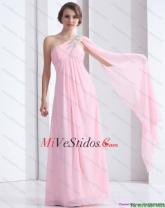Perfecto 2015 de un hombro Baby Dress Dama Rosa con acanalar y rebordear