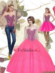 2015 vestidos de Modest rebordear de Tulle del amor de las rosas de quinceañera