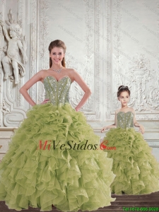 2015 a estrenar rebordea y Volantes de oliva vestido verde Princesita