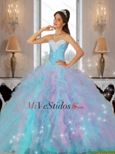 2015 de lujo con cuentas y las colmenas Vestidos de quinceañera en Multi Color