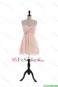 El más popular de un hombro que rebordea los vestidos cortos Dama en rosa