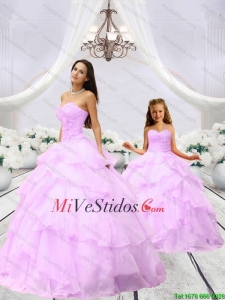 Nueva rebordear Llegada y acanalar Pink Macthing hermanas Vestidos para 2015