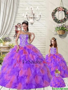 Hermosas Volantes y rebordear vestido Princesita en púrpura y rojo para 2015