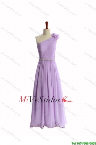 Perfecto Hand Made Flor y Cinturón lila vestidos de baile con cepillo tren