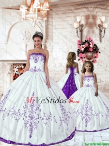 Personalizar púrpura bordado blanco Princesita vestido de 2015