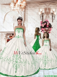 2015 aceituna asequible verde bordado Macthing vestido hermana de Blanco