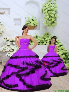 Mejor Vendedor Vendedor y acanalar Macthing Hermana vestido de púrpura de la berenjena de 2015