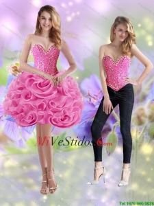 Clásica 2015 Corto novio los Rolling Flores rosa rosa vestido de fiesta