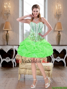 Exquisito mini longitud de abalorios y pick ups Dama Vestidos en primavera Verde