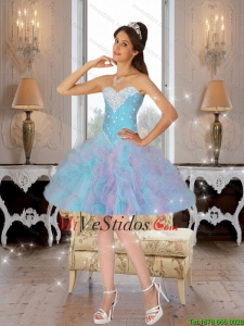 2015 asequibles vestido de bola Dama Vestidos con rebordear y Volantes
