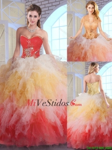 Apliques de lujo y las colmenas Vestidos de quinceañera en Multi Color