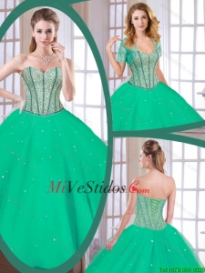 Últimas novio Verde Quinceañera Vestidos con rebordear