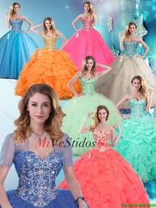 2016 de moda de vestidos de novia de quinceañera con rebordear