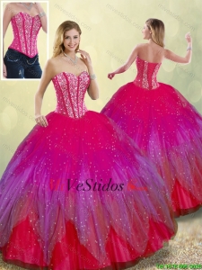 Fashionable Beading Sweetheart Multi Color Quinceanera Dresses