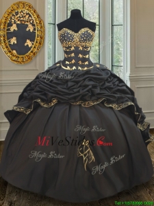 2017 Maravillosa burbuja bordado con cuentas y Negro vestido de quinceañera en tafetán