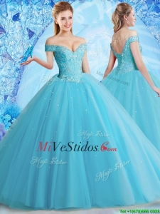 Los más vendidos de tul con cuentas vestido de dulce 16 en Azul Aqua