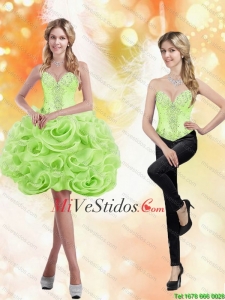 Formal corta cariño de los Rolling Flores de Primavera 2015 Vestido Dama Verde