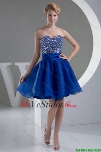 Sweetheart A-line Mini-length Royal Blue Prom Dress with Beaded Bodice