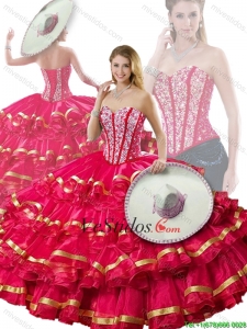 Rebordear moda y rizadas Capas Red desmontable Quinceanera Vestidos