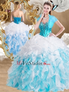 2016 Hermoso vestido de fiesta novia quinceañera Vestidos con rebordear y volantes