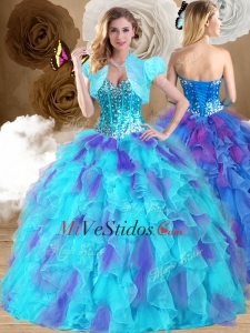 Dulce balón vestido de novia Volantes Sweet 16 vestidos en Multi Color