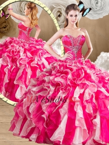 2016 Elegante del amor Multi color de quinceañera con Volantes Vestidos