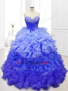 New Sweetheart Blue Best Quinceaneras Dresses with Beading and Ruffles for 2016