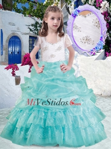 Bola elegante correas vestido de la niña desfile vestidos con rebordear y Bubles