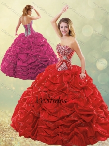 Nuevo estilo Puffy Falda burbuja vestido de quinceañera Roja en tafetán