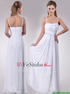 Últimas Artesanal Flor vestido blanco Dama con spaghetti straps