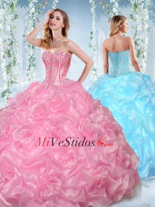 Moldeado de moda y de la burbuja del Organza desmontable vestido de quinceañera en Rose Rosa