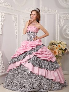 Romántico Vestido De Fiesta Estrapless Hasta El Suelo Tafetán Y Zara Bordado Rosa Vestido De Quinceañera