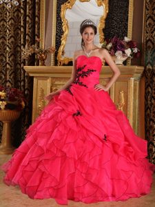Rojo Vestido De Fiesta Dulceheart Hasta El Suelo Organdí Vestido De Quinceañera