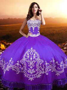 los vestidos de bola púrpuras que rebordean y appliques dulce 16 vestidos atan para arriba la longitud sin mangas del piso del tafetán