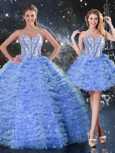 los vestidos de baile quinceanera los vestidos azules tulle longitud sin mangas del piso atan para arriba