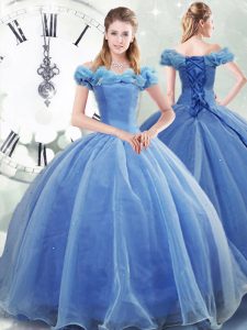 Espectaculares vestidos de noche azul claro vestidos de quinceañera hasta organza sin mangas