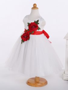 Bolso de bowknot con cremallera sin mangas y tul hecho a mano con forma de tul vestido de niña pequeño en color blanco